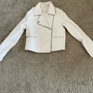 Amazing lace leather jacket in off white